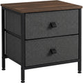Wuxou Steel Frame Nightstand with 2 Fabric Drawers Charcoal and Black - Product view