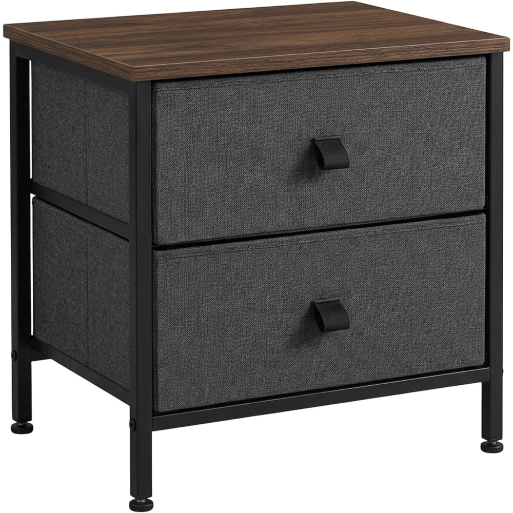 Wuxou Steel Frame Nightstand with 2 Fabric Drawers Charcoal and Black - Product view