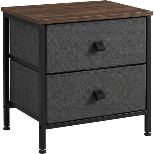 Wuxou Steel Frame Nightstand with 2 Fabric Drawers Charcoal and Black - Product view
