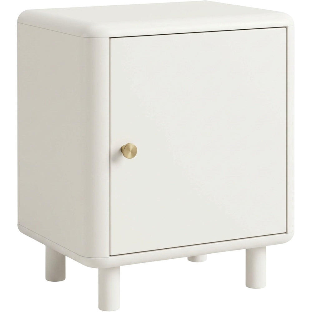Wuxou Rounded Bedside Cabinet with Door and Inner Shelf Soft White - Product view